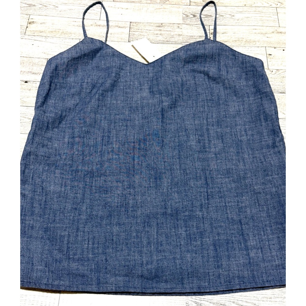 NWT J. Crew Blue Chambray V-Neck Camisole Essential Sleeveless Tank Top Size 0